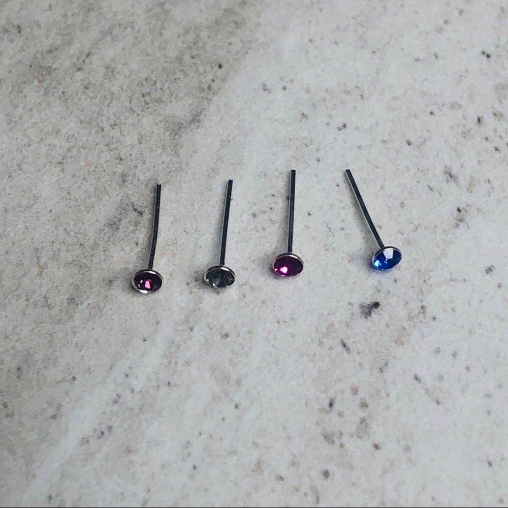 925 Sterling Silver Nose Studs Set of 4
